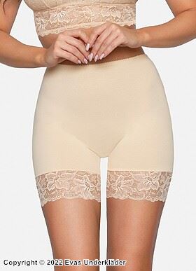 Truse-shorts, bomull av høy kvalitet, bred blondekant, blomster, M til 3XL